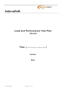 Load And Performance Test Plan