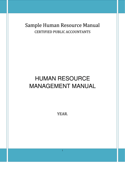 Sample Human Resource Manual Template printable pdf download