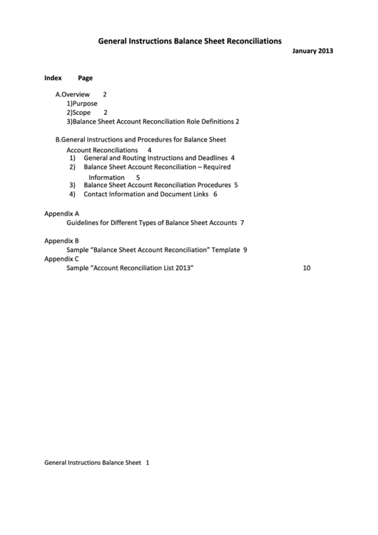 General Instructions Balance Sheet Reconciliations Printable pdf