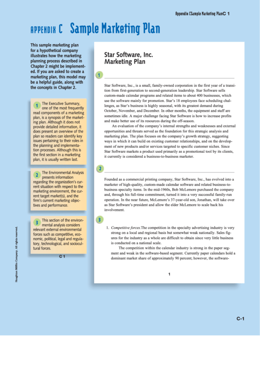Sample Marketing Plan Template Printable pdf