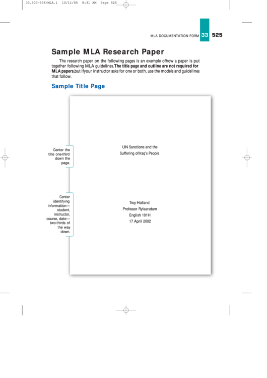 Sample Mla Research Paper Printable pdf