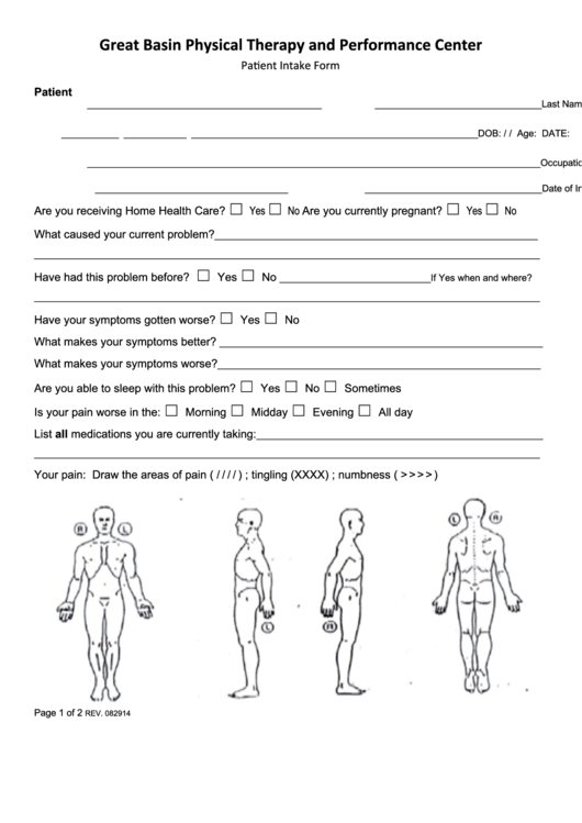 Patient Intake Form Printable pdf