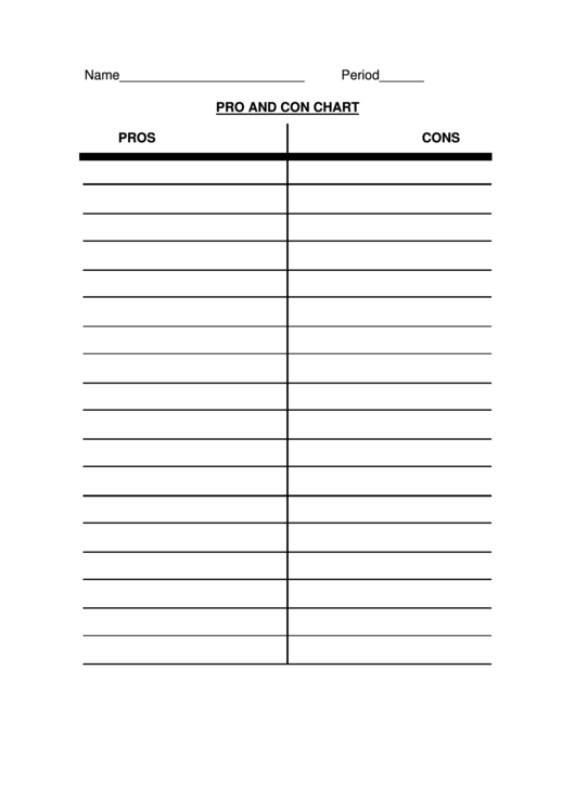 Pros And Cons Chart Printable pdf