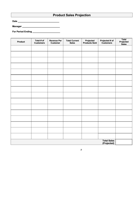 Product Sales Projection printable pdf download