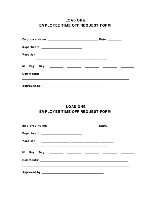 Load One Employee Time Off Request Form Printable pdf