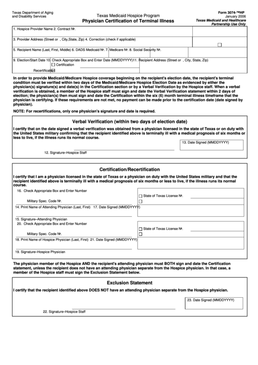 Texas Department Of Human Services Physician Certification Of Terminal Illness Printable pdf