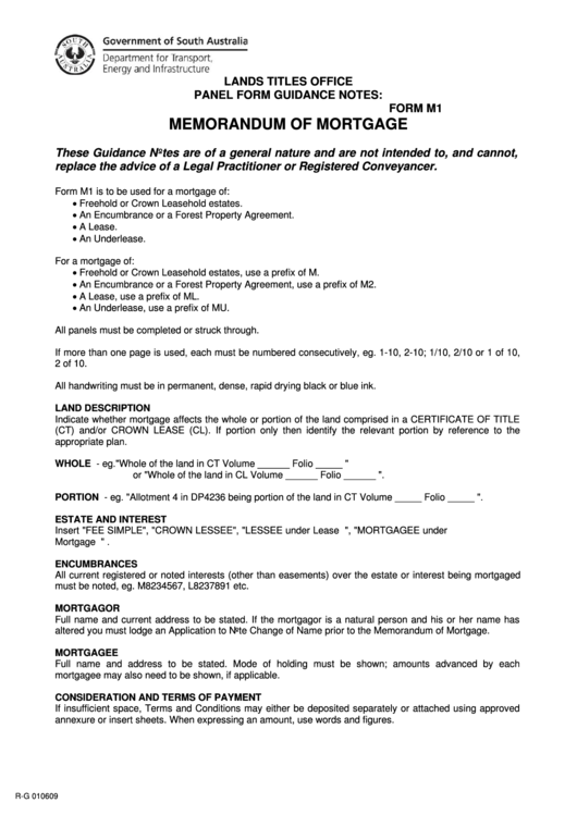 Memorandum Of Mortgage Printable pdf