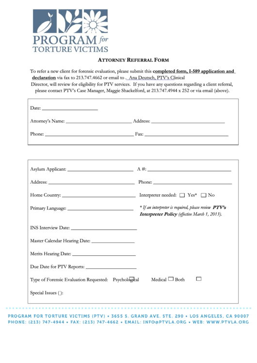 Attorney Referral Form Printable pdf