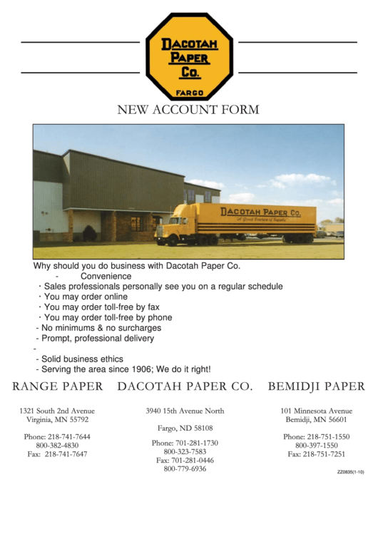 Fillable New Customer Form Printable pdf