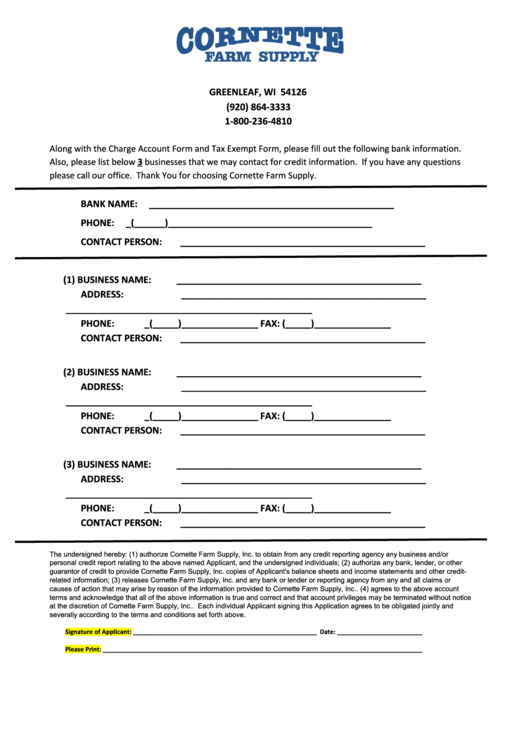 Greenleaf Wi Cornette Farm Supply New Client Form Printable pdf