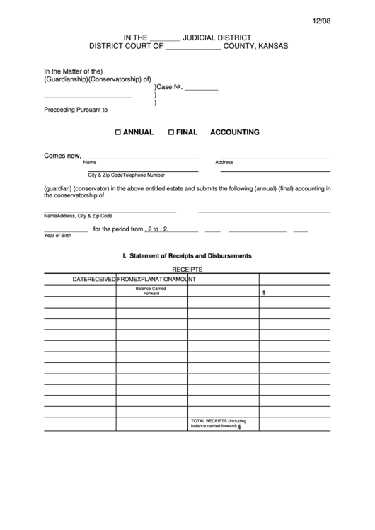 Guardian And Conservatorship Accounting Form