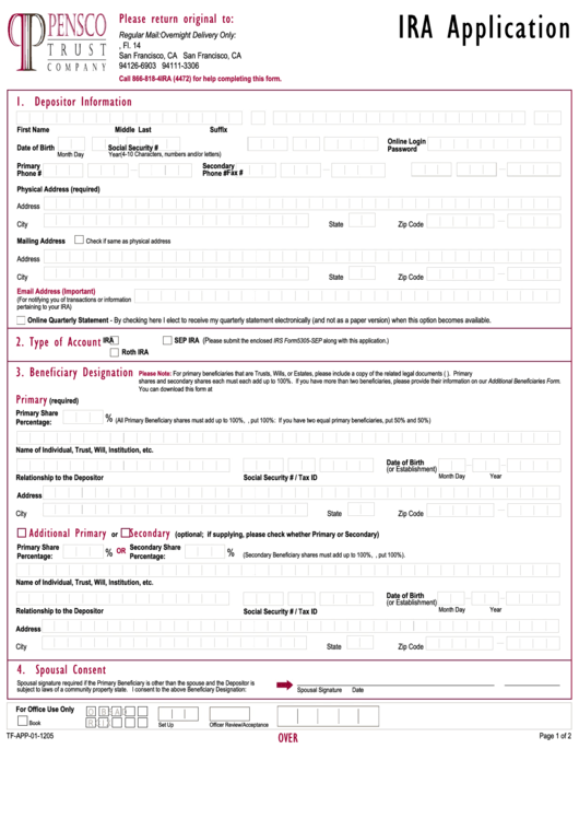 Pensco Ira Application Form