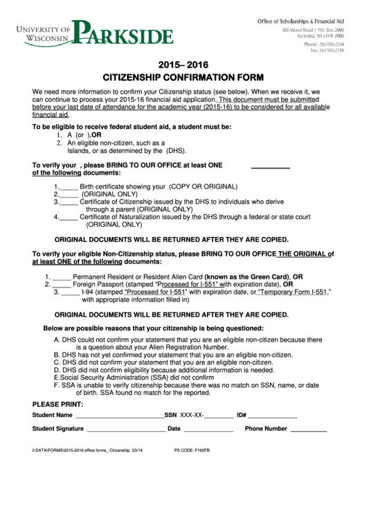 Citizenship Confirmation Form Printable pdf