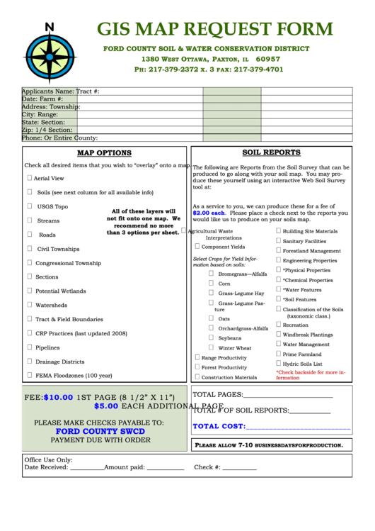 Ford County Swcd Gis Map Request Form Printable pdf
