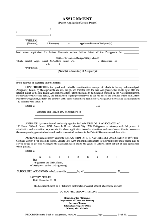 Assignment Form Eb Astudillo And Associates Printable pdf