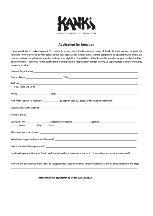 Application For Donation Kanki