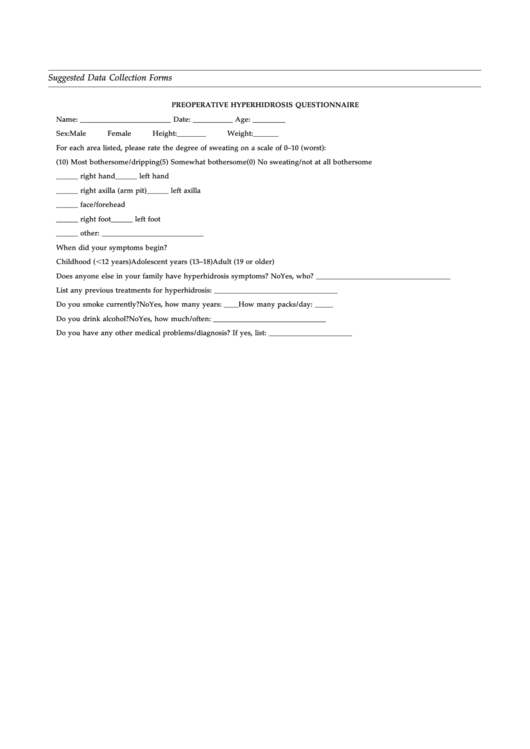 Suggested Data Collection Forms Printable pdf