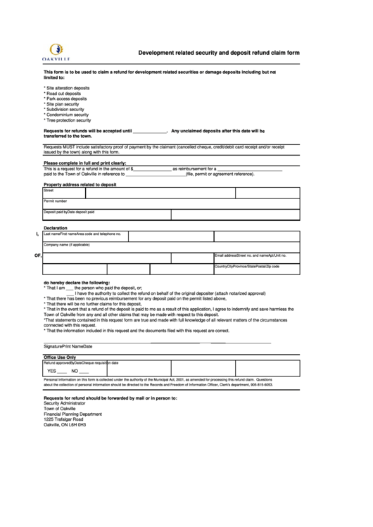 Printable Refund Form Template