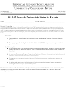 Domestic Partnership Status Form For Parents - Office Of Financial Aid
