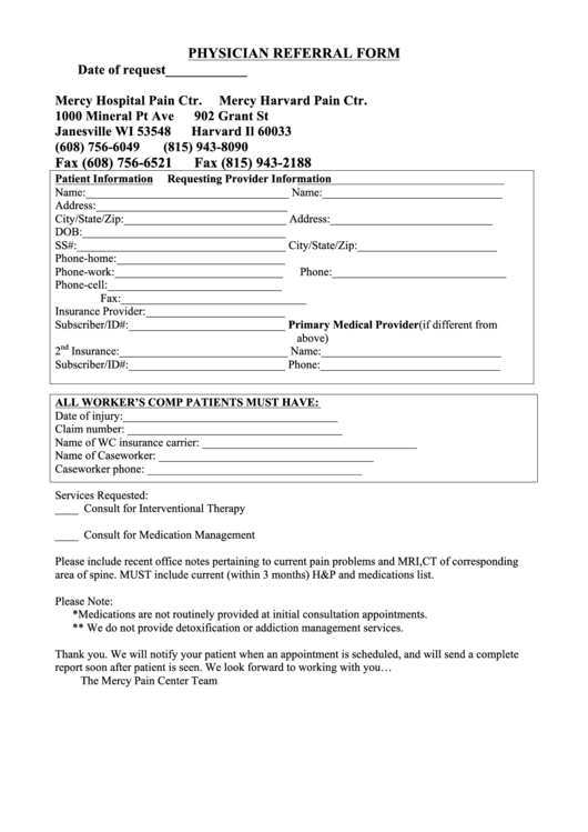Physician Referral Form printable pdf download