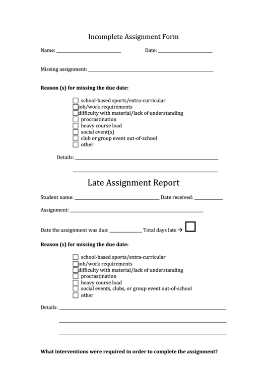 incomplete assignment form