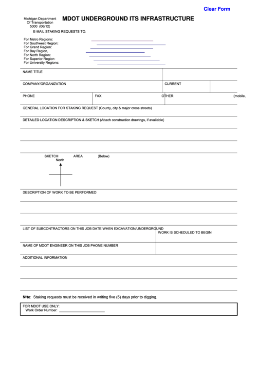 Fillable Mdot Underground Its Infrastructure Printable pdf