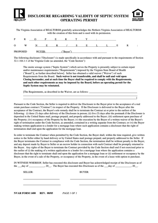 Fillable Virginia Association Of Realtors - Varbuzz Printable pdf