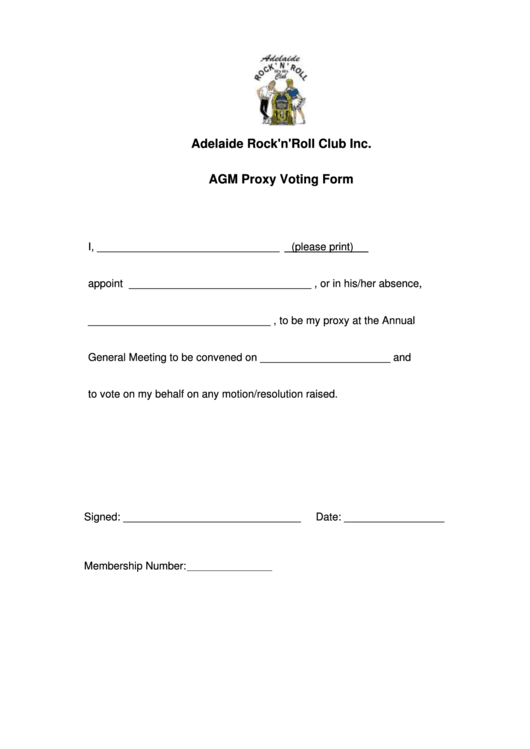Model Proxy Voting Form - Adelaiderocknroll Printable pdf