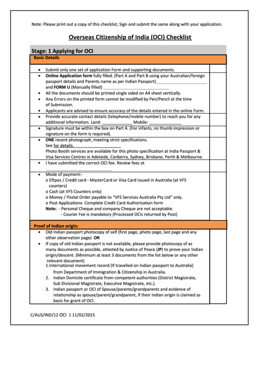 Oci Checklist Vfs Global Printable Pdf Download