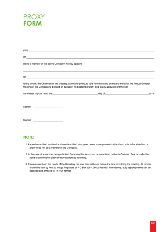 Proxy Form - Safaricom Printable pdf