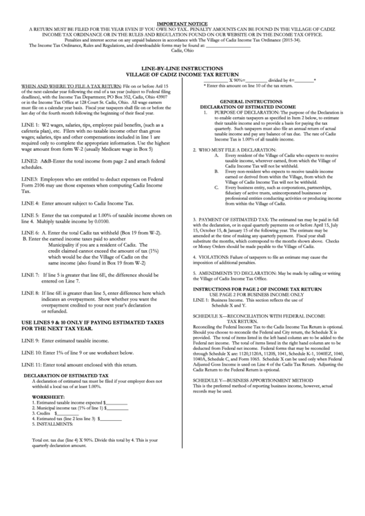 Cadiz Tax Return printable pdf download