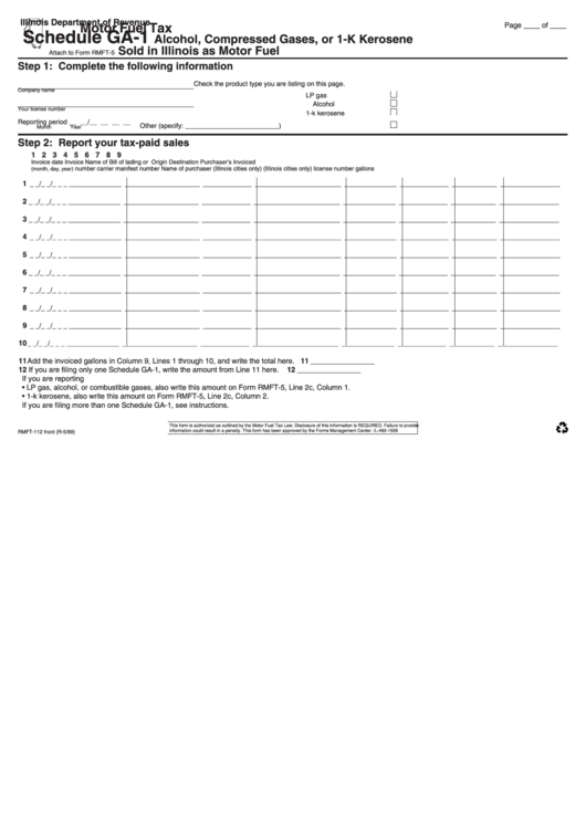 Sch Ga1 - Illinois Department Of Revenue Printable pdf