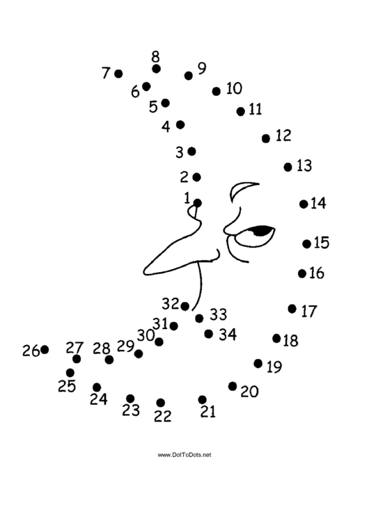 Grouchy Half Moon Dot-To-Dot Sheet printable pdf download