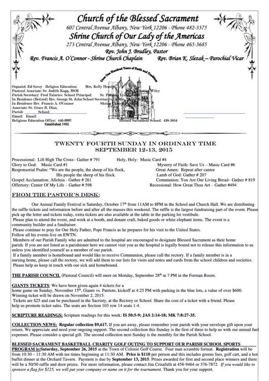 Church Of The Blessed Sacrament Printable pdf