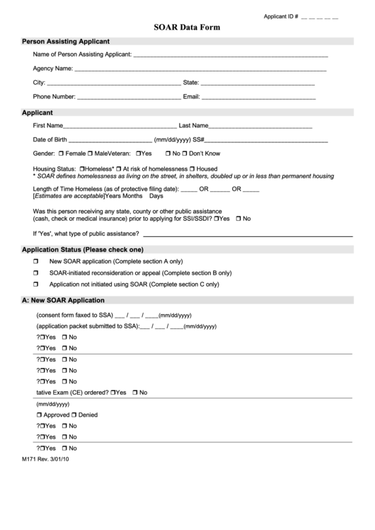 Fillable Soar Data Form Muskegon County Printable pdf