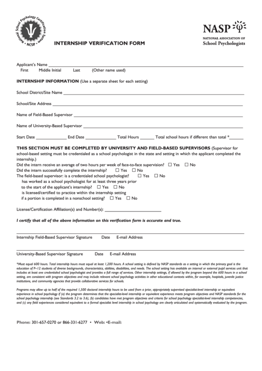 Internship Verification Form