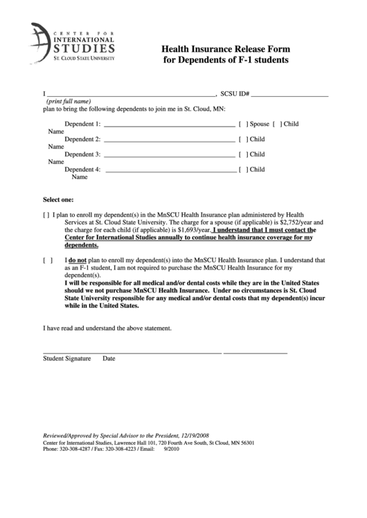 Health Insurance Release Form
