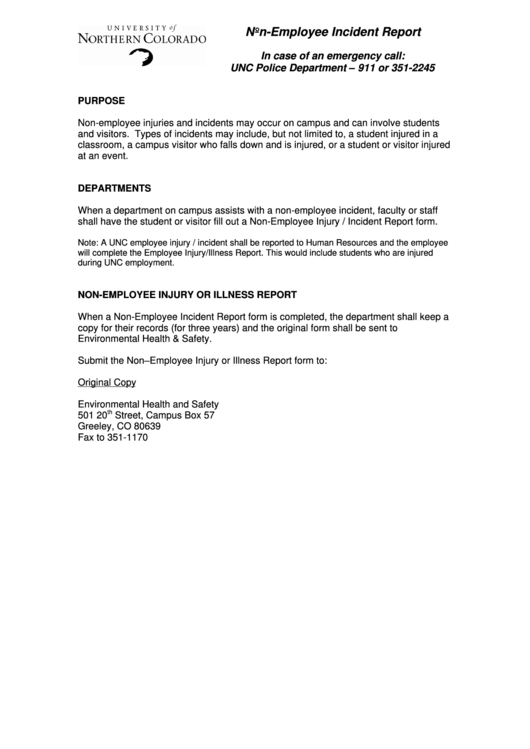 Non Employee Incident Report Printable pdf