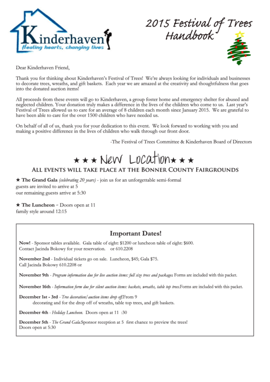 Kinderhaven Festival Of Trees Donation Form Printable pdf