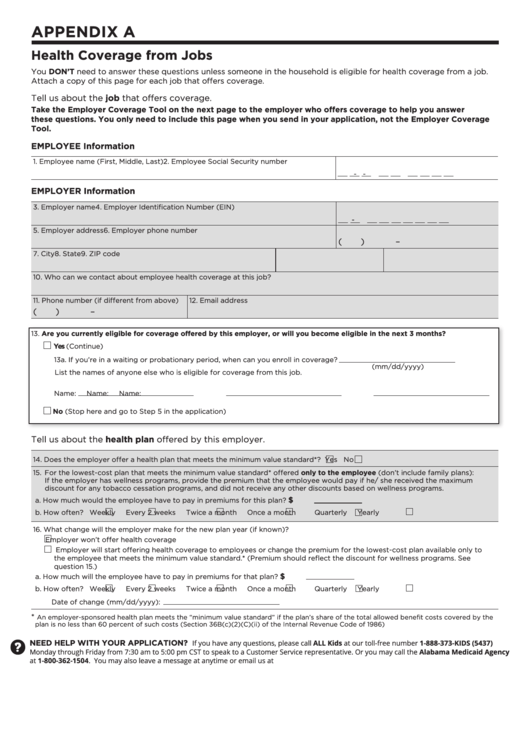 Appendix A Health Coverage From Jobs Printable pdf