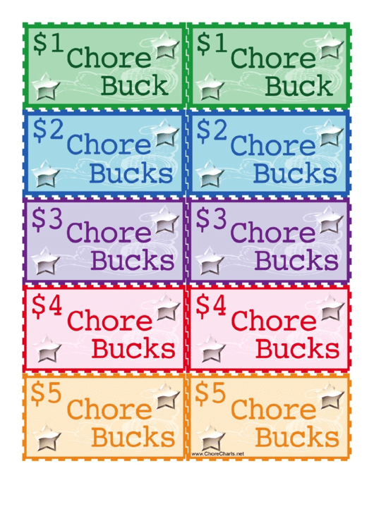 Chore Bucks Template Printable pdf