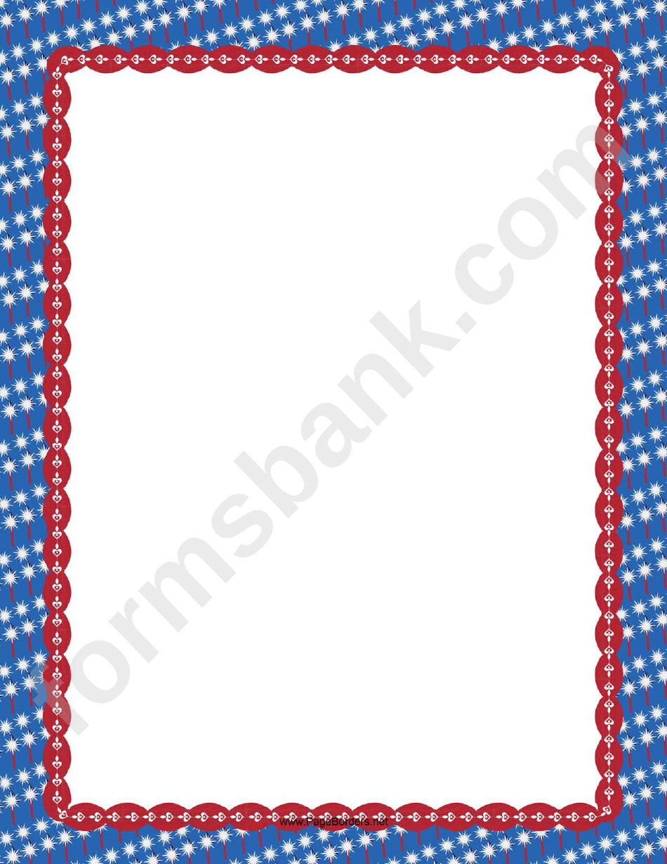 Patriotic Sparklers On Blue Page Border Template