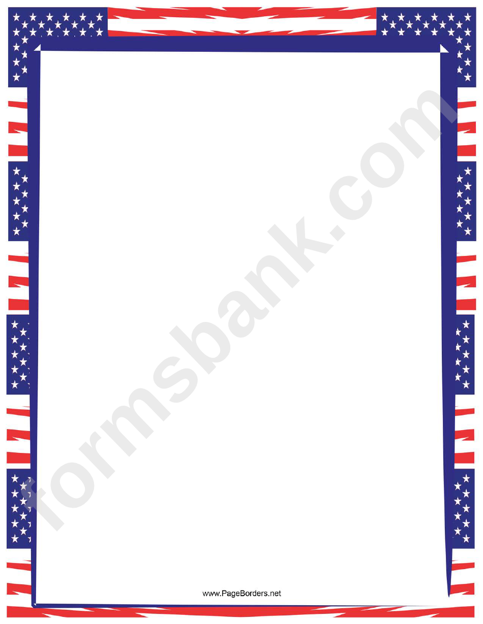 Bold Blue And Red Us Flags Page Border Template