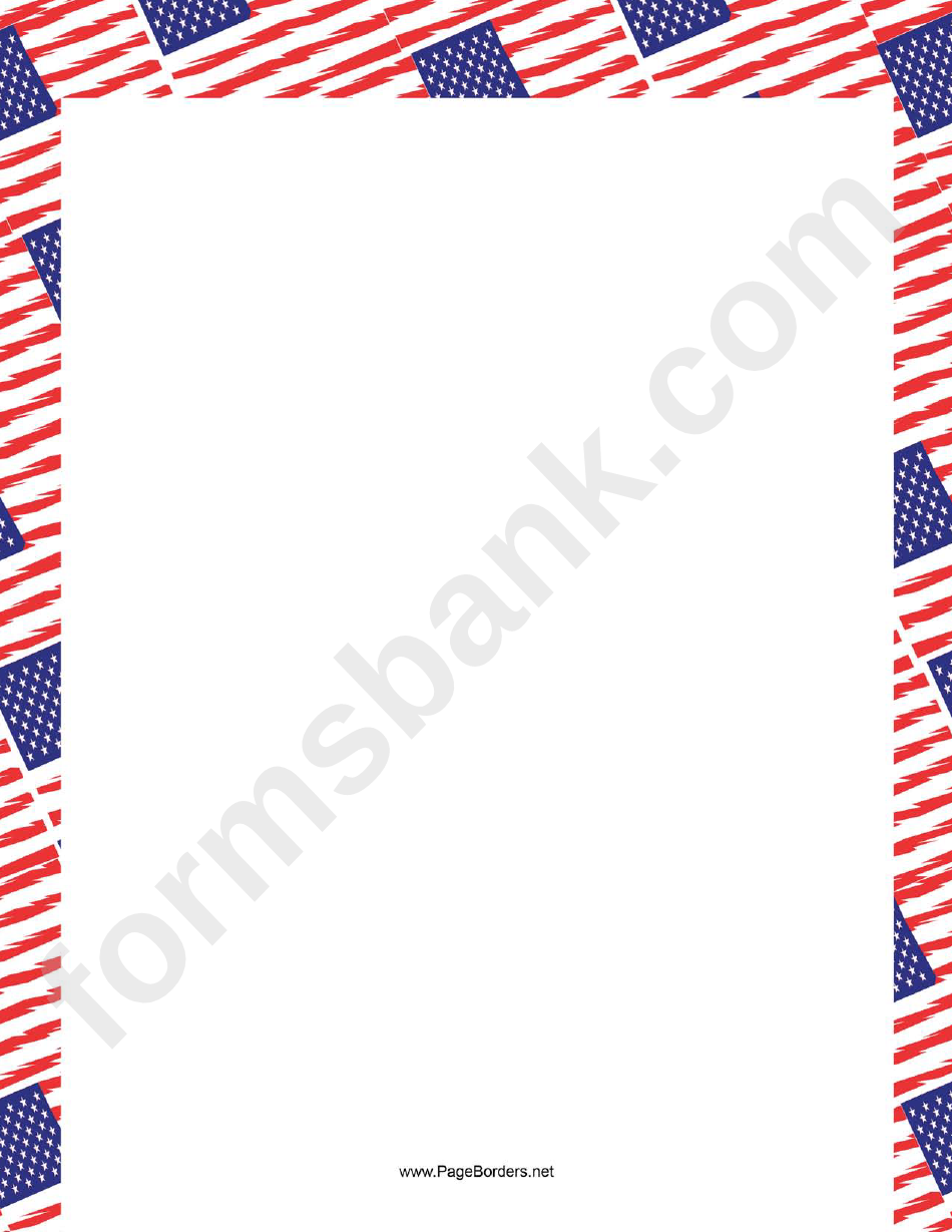 Overlapping American Flags Border