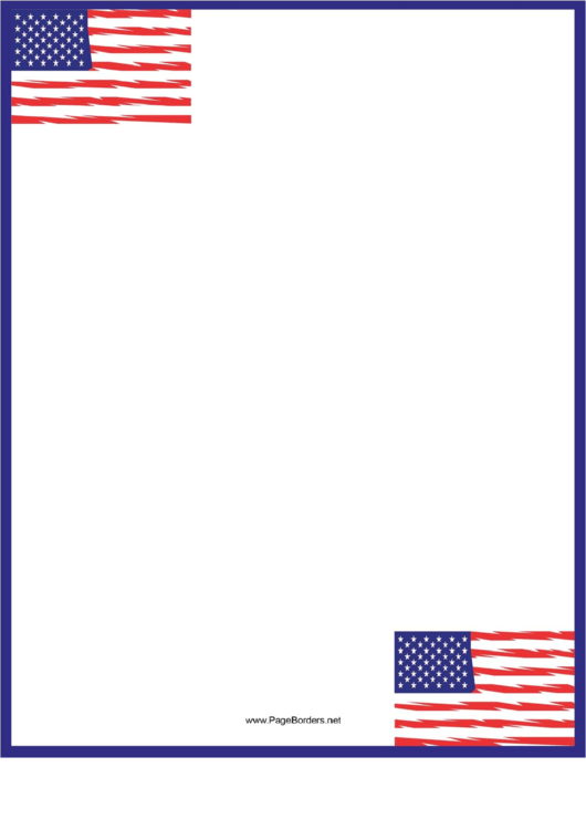 Six American Flags Blue Border Printable pdf
