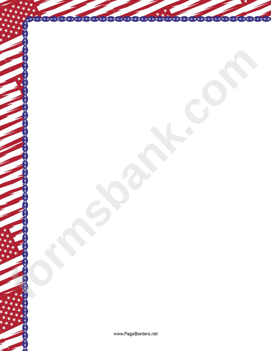 Red Us Flag L-Shaped Page Border Template