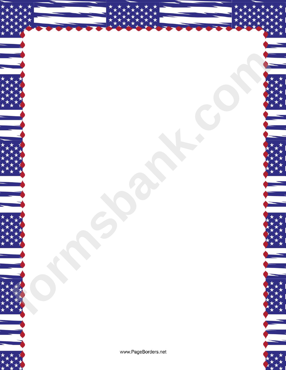 Blue Us Flags Page Border Template