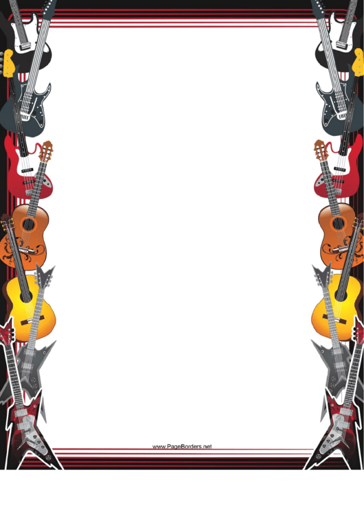 Acoustic And Electric Guitar Border Printable pdf