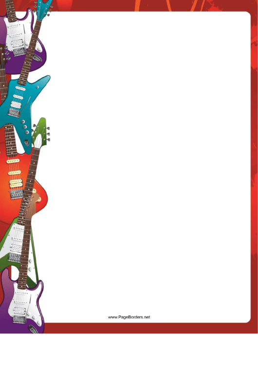 Colorful Electric Guitars Border Printable pdf