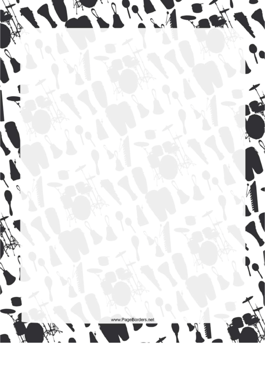 Black And White Percussion Border Printable pdf